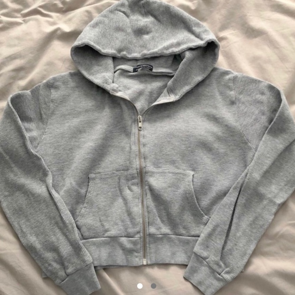 Grey Brandy Melville cropped zip hoodie